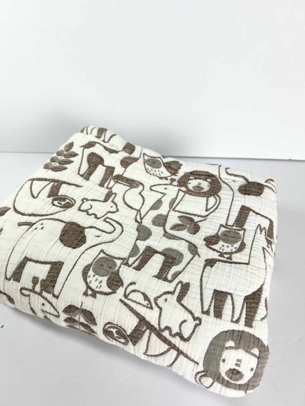 Cloud Island Gray and White‎ Muslim Quilted Blanket animals thick lovey